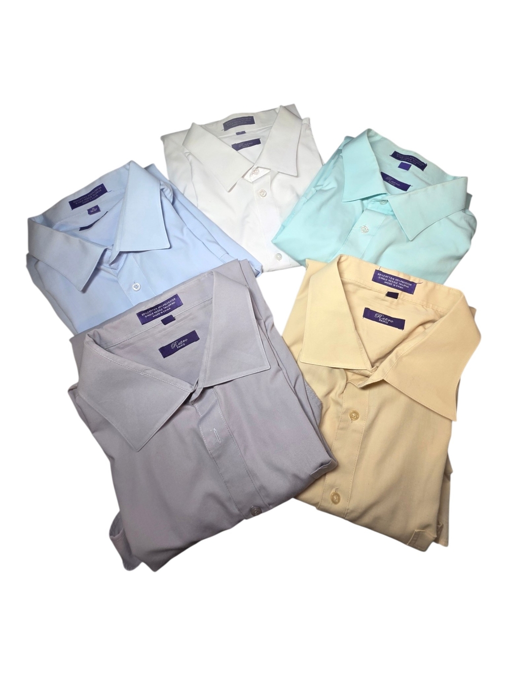 Lot of 5 Retro Paris Men’s Dress Shirts Big & Tall 18.5 36/37 Solid Work Office